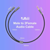 1Mii 3.5MM Hím - 2X Női Audió Kábel, 1 Ft, 0.3 M Méter Aux Sztereó Kábel Autó/Ház Hifi-hoz - Outlet24