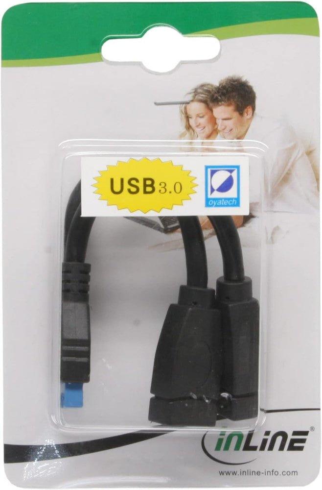 2 x USB 3.0 -19 Pines Adapterkábel, Fekete, 15 CM - Outlet24