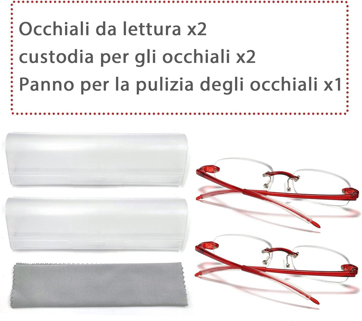 2db Keret Nélküli Olvasószemüveg Anti-Kék Fény +2.0 - Outlet24