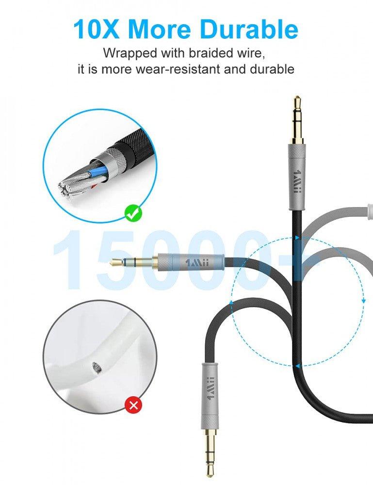 3,5mm Jack Male-Male Stereo Audio Aux Kábel Hi-Fi Autóhoz, Hangszóróhoz (1 M) - Outlet24