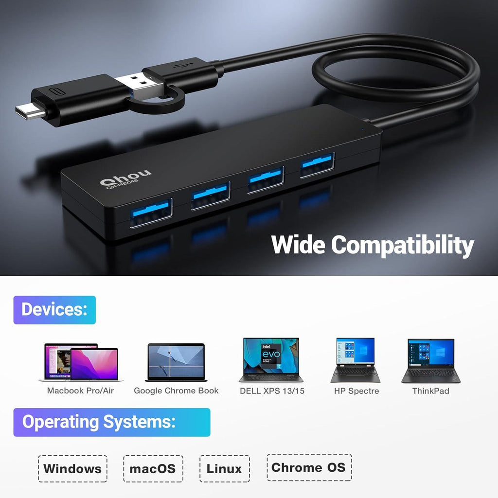 4 Port USB 3.0 Ultra-Slim Hub - Magas Sebességű Adapter PC, MAC, MacBook - Outlet24