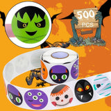 500 db Halloween matrica gyerekeknek, 1 tekercs 1,5 hüvelykes kerek Halloween matrica, - Outlet24