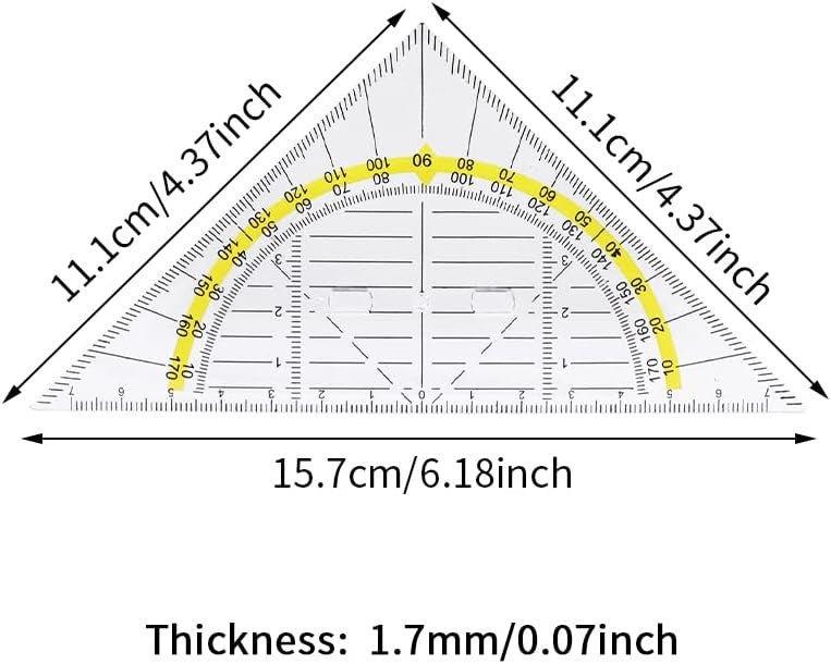 6 darabos Geometriai háromszög szett, átlátszó rugalmas vonalzó rajzoláshoz, diákoknak és tervezőknek - Outlet24