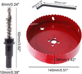 Anladia M42 HSS 140mm Fém Lyukfűrész Hexa Tüskével és Fúróval - Piros - Outlet24