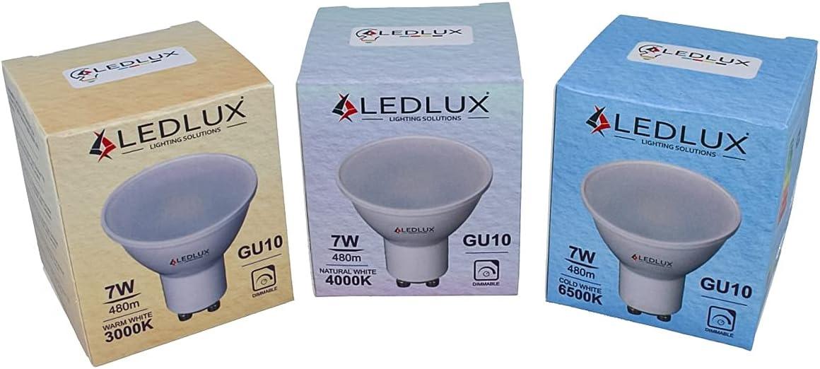 LEDLUX 3 db Dimmelhető GU10 LED Izzó, 7W, 480lm, Meleg-Neutrál-Hideg Fehér - Outlet24