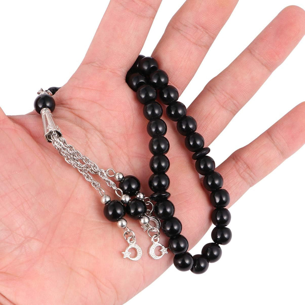 Fekete üveg muszlim imafüzér 33 gyönggyel - Iszlám tasbih karkötő - Image 5