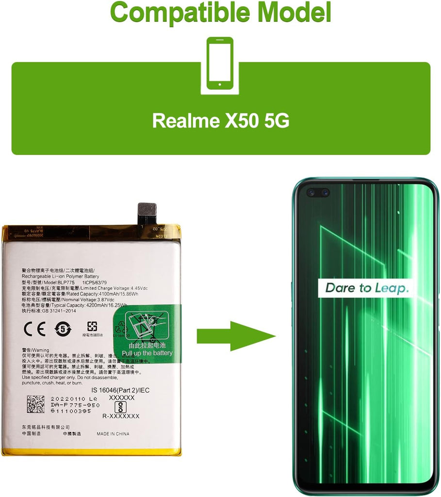 Realme X50 5G akkumulátor cserecsomag szerszámkészlettel - SwarKing - Image 7