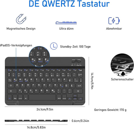 FOGARI német Bluetooth billentyűzet - Ultravékony, USB-C tölthető, iPad/iPhone/Samsung/Huawei kompatibilis - Image 2