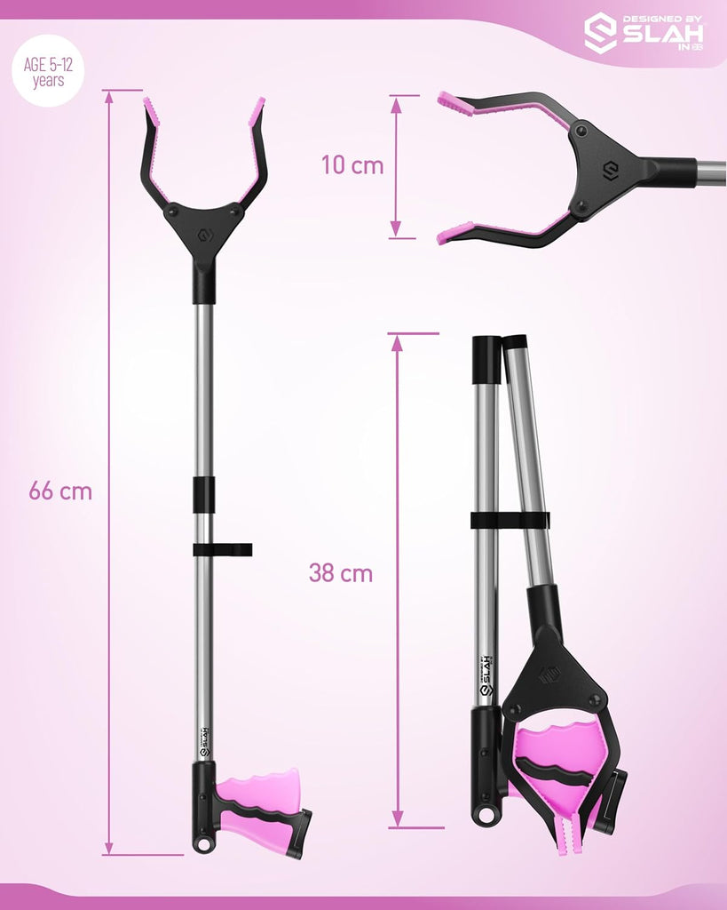 SLAH 60 cm-es rózsaszín alumínium teleszkópos felszedő csipesz időseknek és mozgáskorlátozottaknak - Image 2