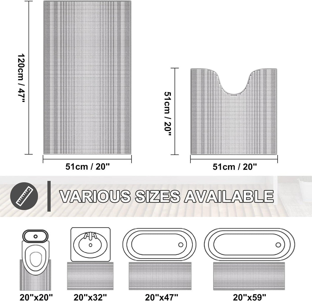 2db Fürdőszoba Szőnyeg Szett, Hosszúszálú Mikroszálas- 120x50cm+50x50cm - Outlet24