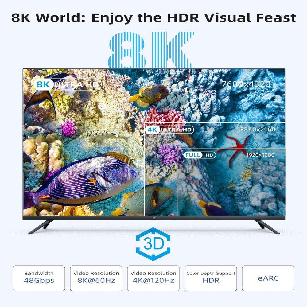 8K HDMI 2.1 kábel, 4,5 m, 48 Gb/s, Ultra High Speed, fonott HDMI kábel, támogatja - Outlet24