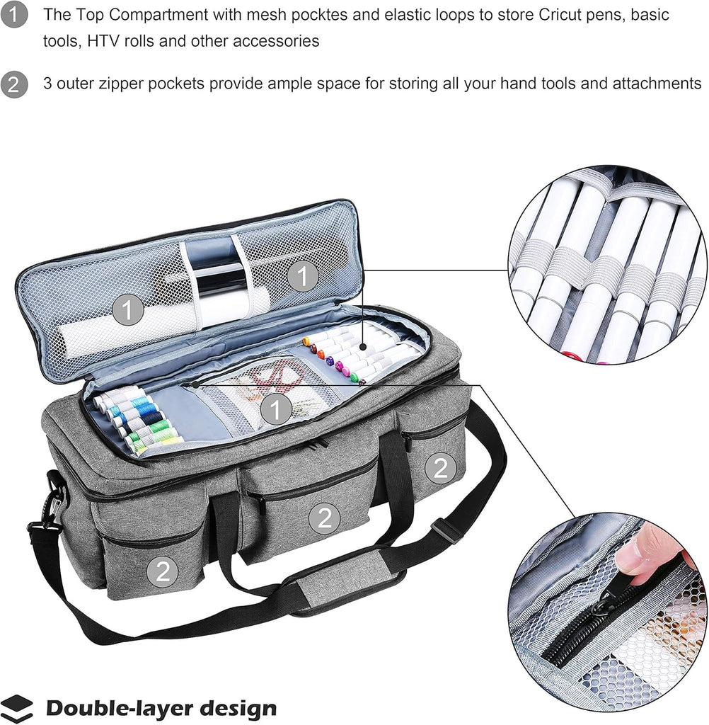 ProCase táska Cricut Maker 3 és Explore 3 plottergépekhez - Szürke, strapabíró hordtáska - Image 3