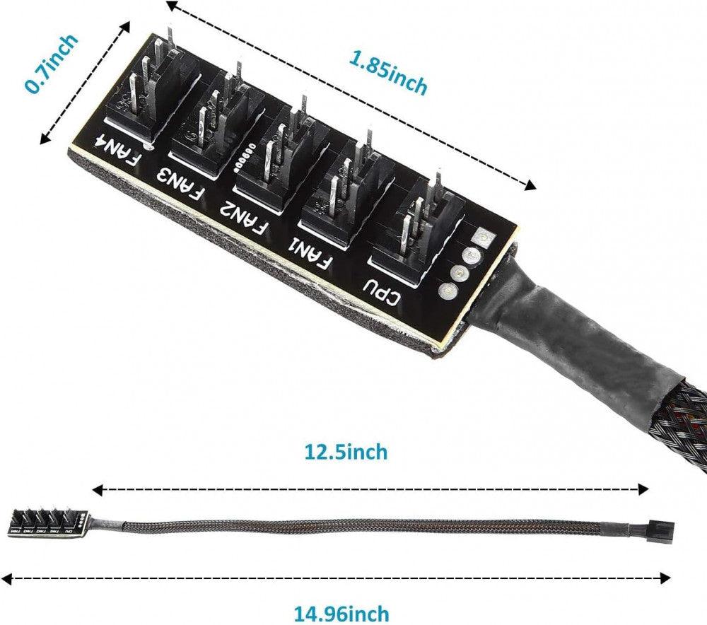 YSSHUI 5-utas PWM Ventilátor Hub PC Számítógép Hűtőventilátor Adapter Kábel 4-Pin & 3-Pin - Outlet24