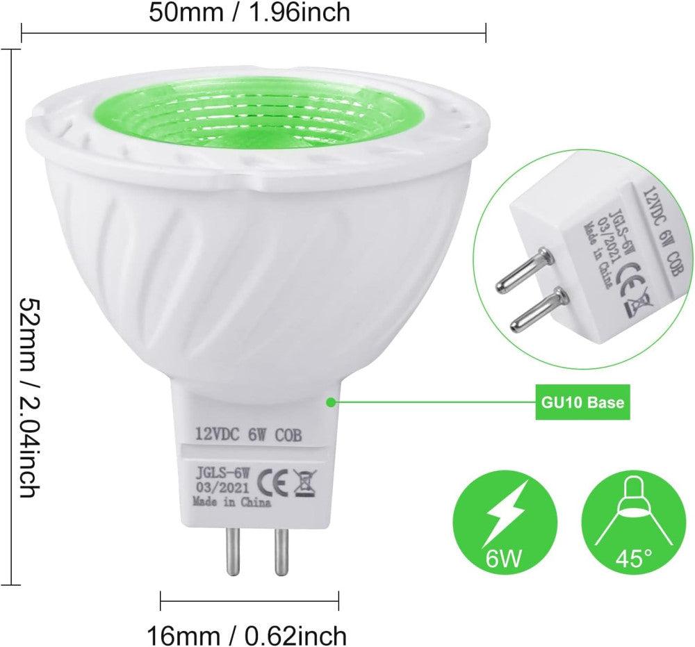 REYLAX GU5.3 zöld LED izzók, 6 W 500 LM, MR16 reflektor felsőlámpa izzókhoz (2 db-os csomag) - Outlet24