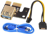 RETTI Ver009 USB 3.0 Pci-E Riser Express Extender Riser Adapter Kártya Sata 15-Pin to 6-Pin, Csomag 6 db Újracsomagolt termék - Outlet24