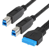 USB 20PIN - Dupla USB B 3.0 Kábel, Nyomtatókhoz, Külső Merevlemezekhez és További Eszközökhöz - Outlet24