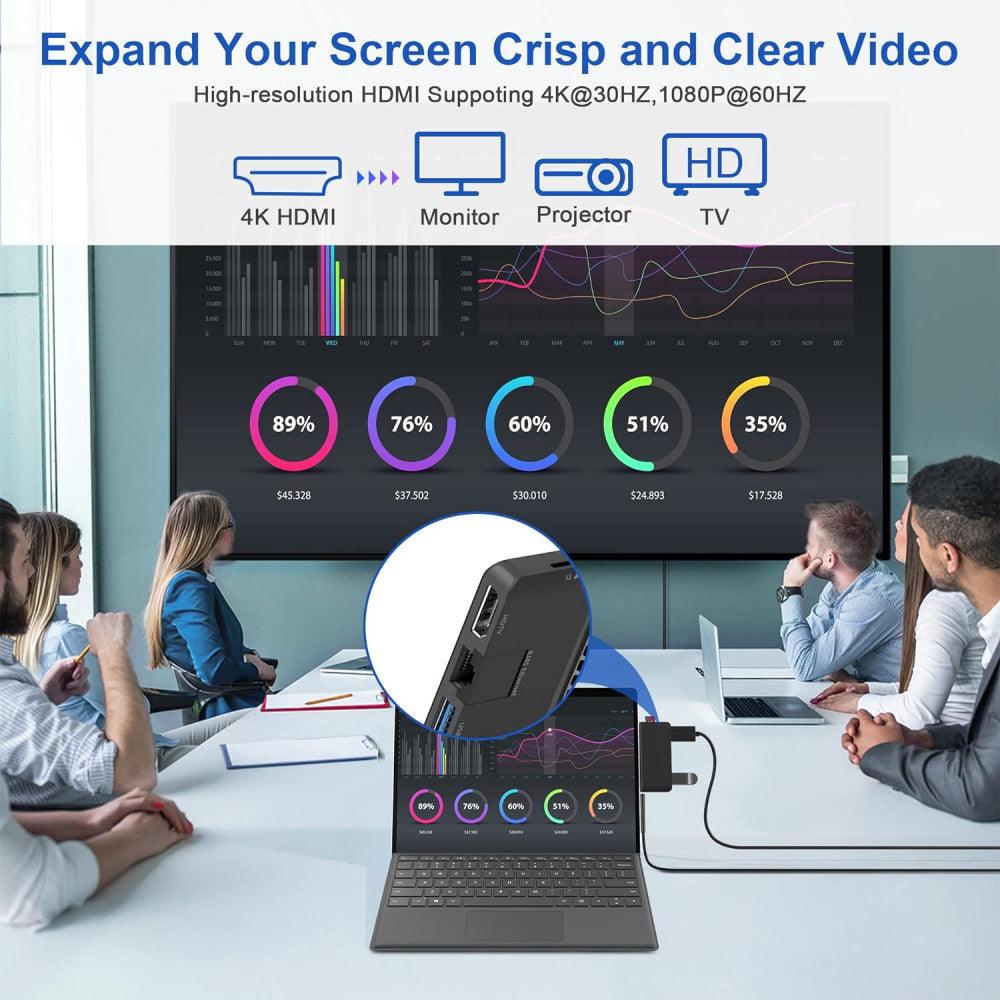 Yeemie Pro Microsoft Surface Pro 8 Docking Station, 100M Ethernet LAN, 4K HDMI, 2x USB 3.0 Porttal és TF Kártya Slot-tal - Outlet24