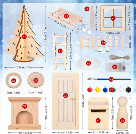 Ulikey Törpe Ajtó Karácsonyi Készlet, DIY Mini Törpe Szett, Teljes Kiegészítőkkel - Outlet24