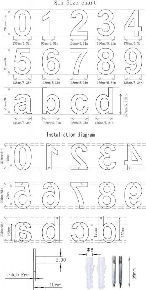 Rozsdamentes Acél házszám, Nagy Magasságú, Időjárás és Korrózióálló 20.5 cm "8"-es szám - Outlet24