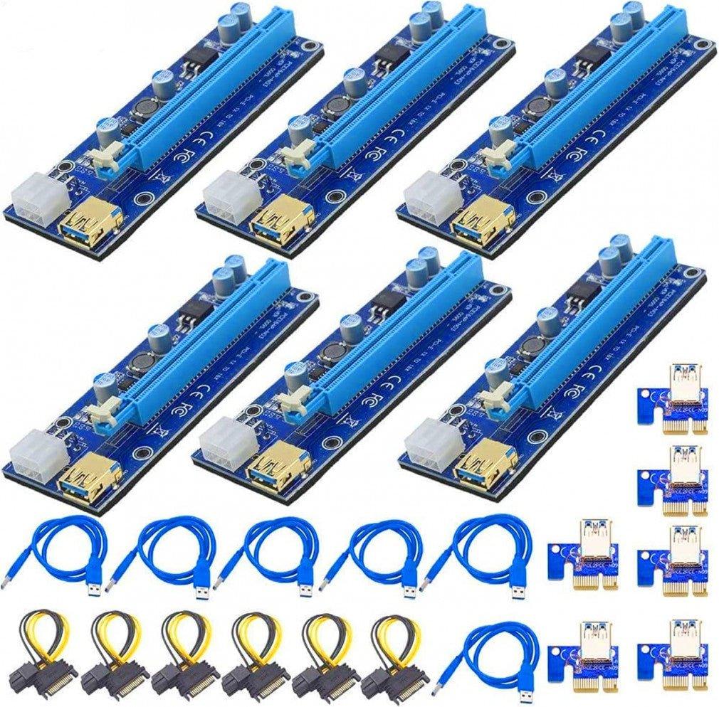 APKLVSR PCI-E Riser Adapter, USB 3.0 kábel, LED Grafikus Bővítés Kriptovaluta Bányászathoz - Outlet24