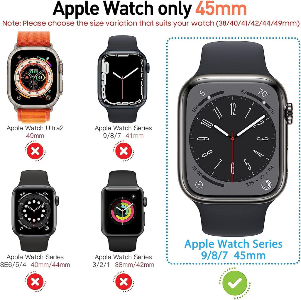 Apple Watch 7/8/9 45mm Védőtok HD Ultra Vékony PC + Üvegfólia, Titánacél - Outlet24