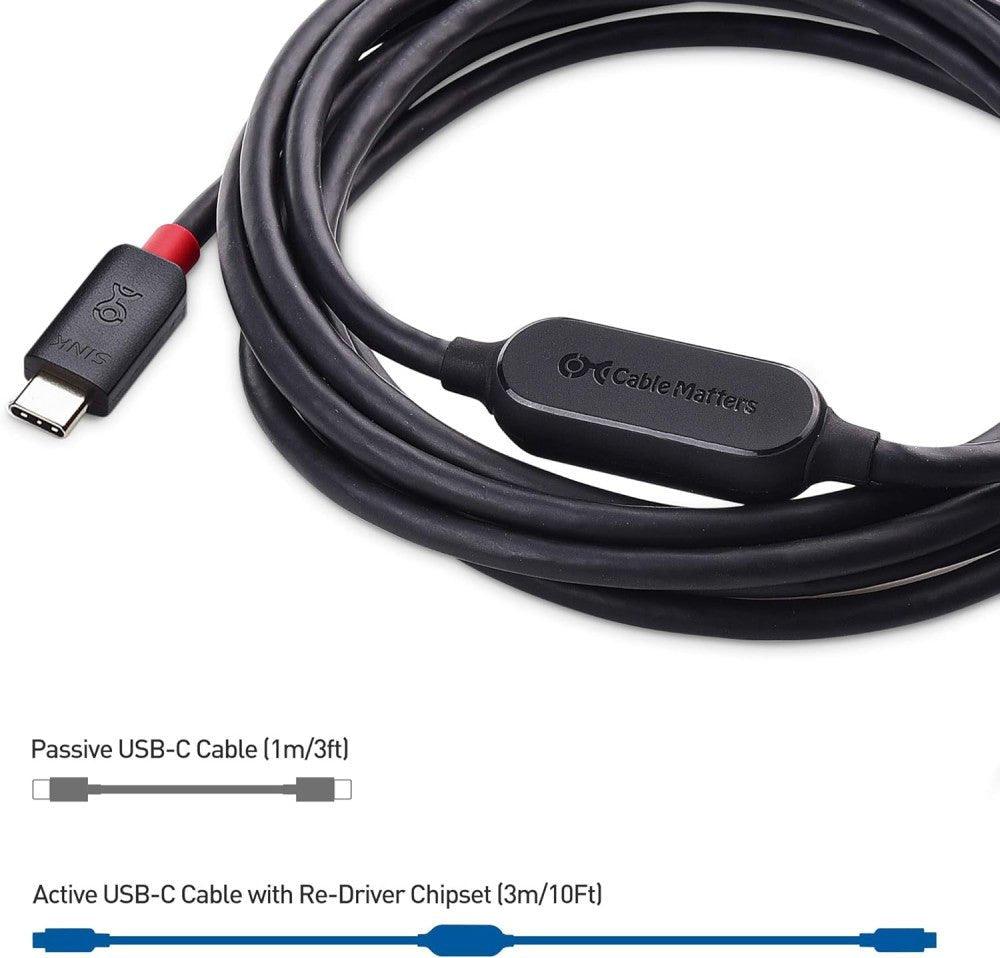 Cable Matters Aktív USB C Kábel 3m 4K Videó, 10Gbps Adatátvitel és 60W Töltés Újracsomagolt termék - Outlet24