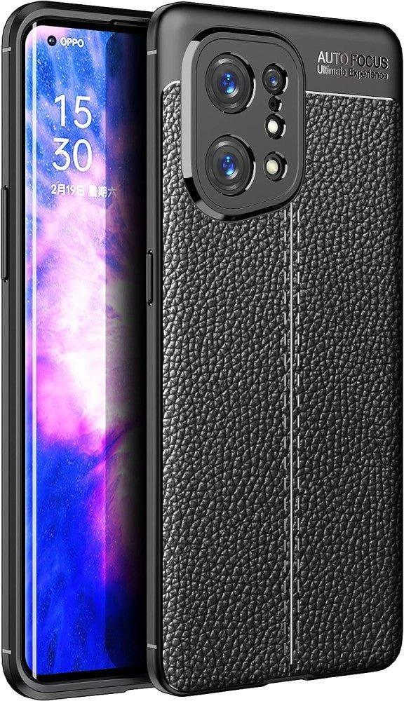 CruzerLite OPPO Find X5 karc- és ütésálló tok szénszálas textúrájú burkolattal (fekete bőr) - Outlet24