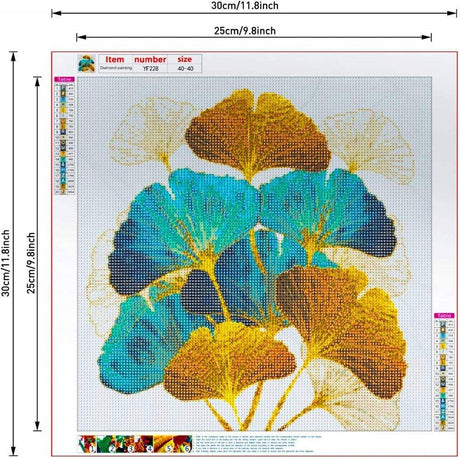 DIY 5D Gyémántfestés készlet, Ginkgo Levelek Motívum, 40 x 40 cm - Diamond Painting - Outlet24