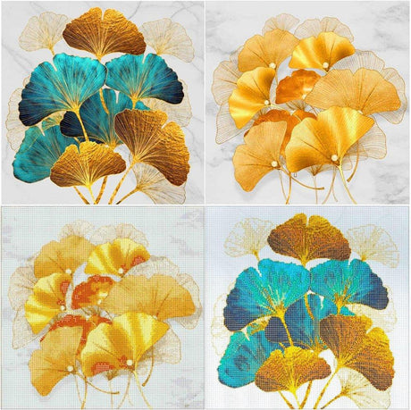 DIY 5D Gyémántfestés készlet, Ginkgo Levelek Motívum, 40 x 40 cm - Diamond Painting - Outlet24