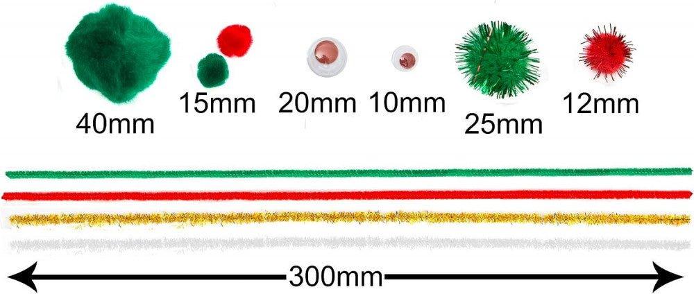 Edukit Készlet - Piros- Fehér- Zöld - Magyar drukker csomag - Pompoms, Googly Eyes, Pipe Cleaners; 312 Darabos - Outlet24