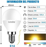 EXTRASTAR LED izzó E14, 5 W, 40 W ekvivalens, meleg fehér fény 3000 K, Újracsomagolt termék - Outlet24