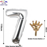 Ezüst Szám Lufi Koronával Lufikkal, Születésnapi Dekoráció Partyra és Gyerek Születésnapra (7-es szám) 100cm-es - Outlet24