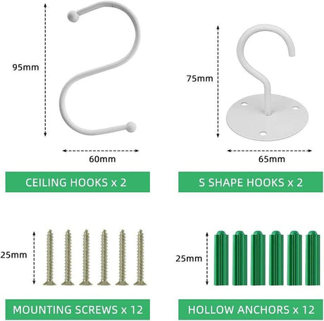 Fehér Nagy Méretű Mennyezeti Akasztó S-Horoggal, 2 darabos, Növények, Lámpák és Szélcsengők Felfüggesztéséhez Újracsomagolt termék - Outlet24