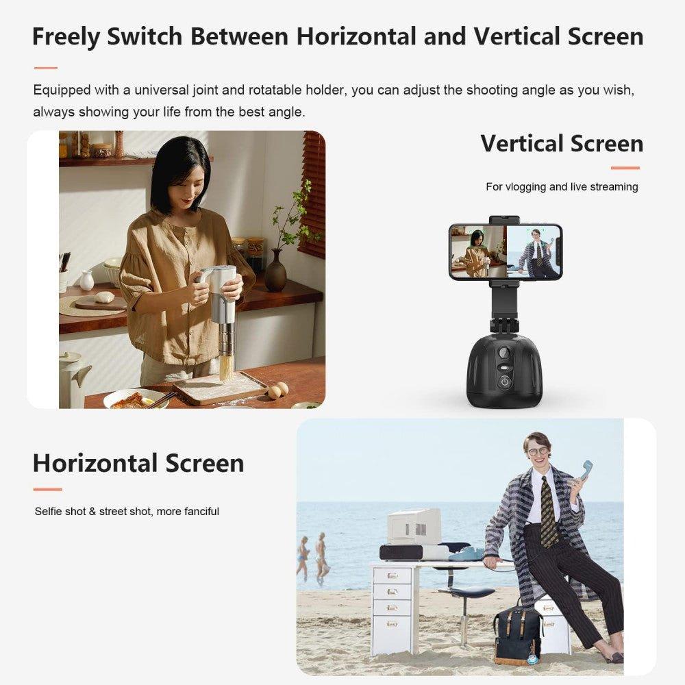 Forgatható telefontartó, intelligens fényképezés, vlogozáshoz, streaminghez, személyek és tárgyak automatikus követéséhez, arcfelismeréshez, 360°-os elforgatáshoz, Fehér - Outlet24