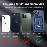 iPhone 13 Pro Max Mágneses Gyűrűs Keménytok Kamerafedéllel (Sötétkék) - Outlet24