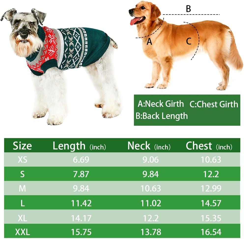 Kutyapulóver Téli Meleg, Karácsonyi Mintás, Zöld - M méret - Outlet24