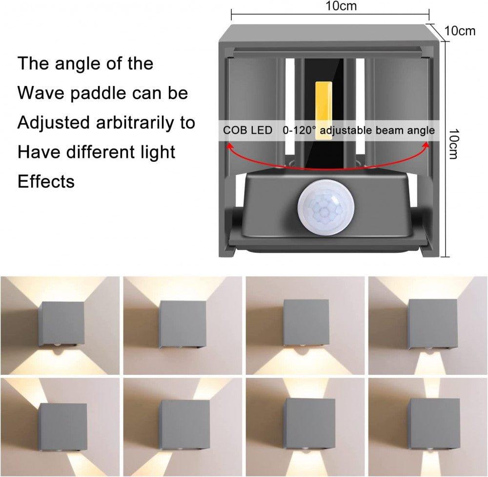 Ledmo LED Premium fali lámpa mozgásérzékelővel szürke IP65 vízálló 4 db-os csomag - Outlet24