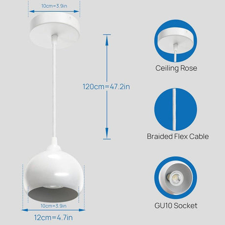 Linkind modern fehér függőlámpa 2 db ,mennyezeti szerelvény, matt fém árnyék, GU10 foglalat Újracsomagolt termék - Outlet24