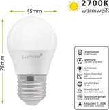 Lumare LED Izzó E27-2700 K 5 W 470 Lumen, G45 Alakú, 270° Sugárzási Szög, Meleg Fehér Színű, 5 darabos csomag Újracsomagolt termék - Outlet24