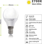 Lumare LED lámpa 5W G45 csepp alakú E14 LED meleg fehér 2700K Fénysugár szöge 270° - Outlet24