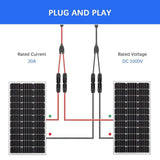 Napelemes Kábel Y Aljzattal, PV Paralel Adapter, Fotovoltaikus Csatlakozó, 30A (1 piros +1 fekete) Újracsomagolt termék - Outlet24